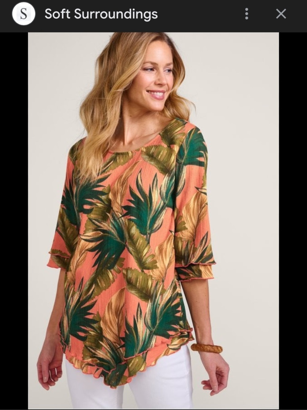 Soft Surroundings Siesta Key Tunic Top Tropical Rouille Palms sz 2X - Picture 13 of 13